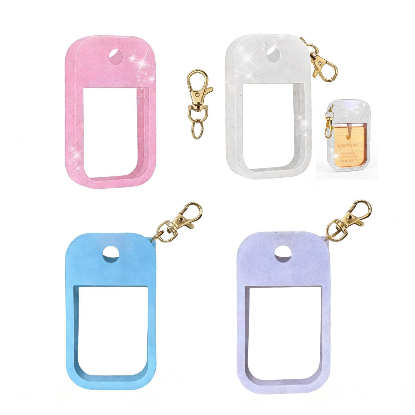 4Pcs Hand Sanitizer Spray Case for Touchland, Silicone Case with Keychain 1Fl Oz/30ml, Suitable for Travel and Portability (Pink Blue White Purple)-image-16