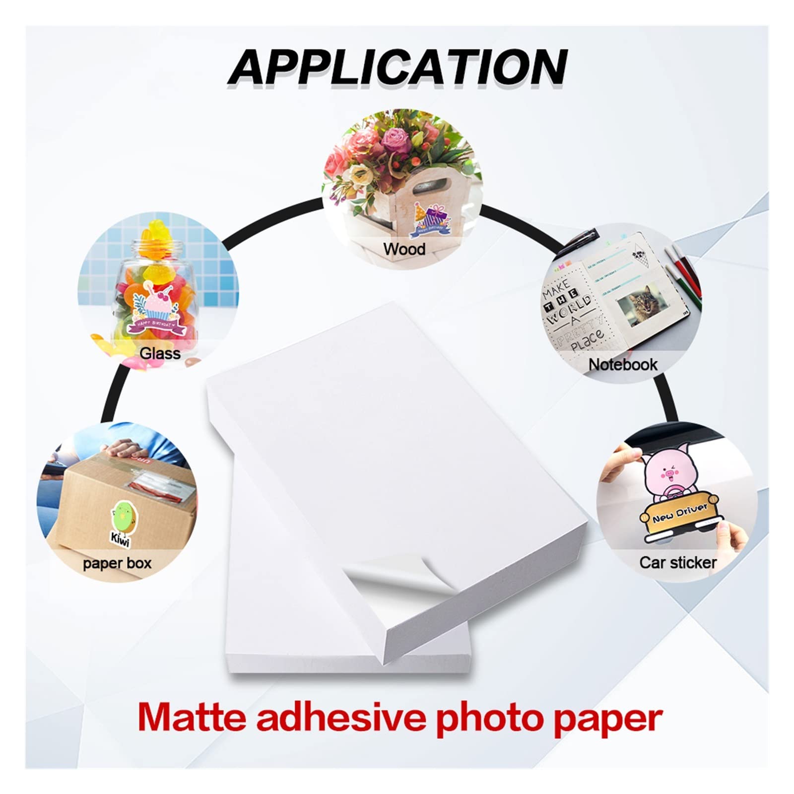 A4 20/40 Blatt selbstklebendes Fotopapier matt selbstklebend for alle Tintenstrahldrucker matt Druckerpapier Inkjet Sticker Fotopapier Lucky (Color : 40 Sheets)
