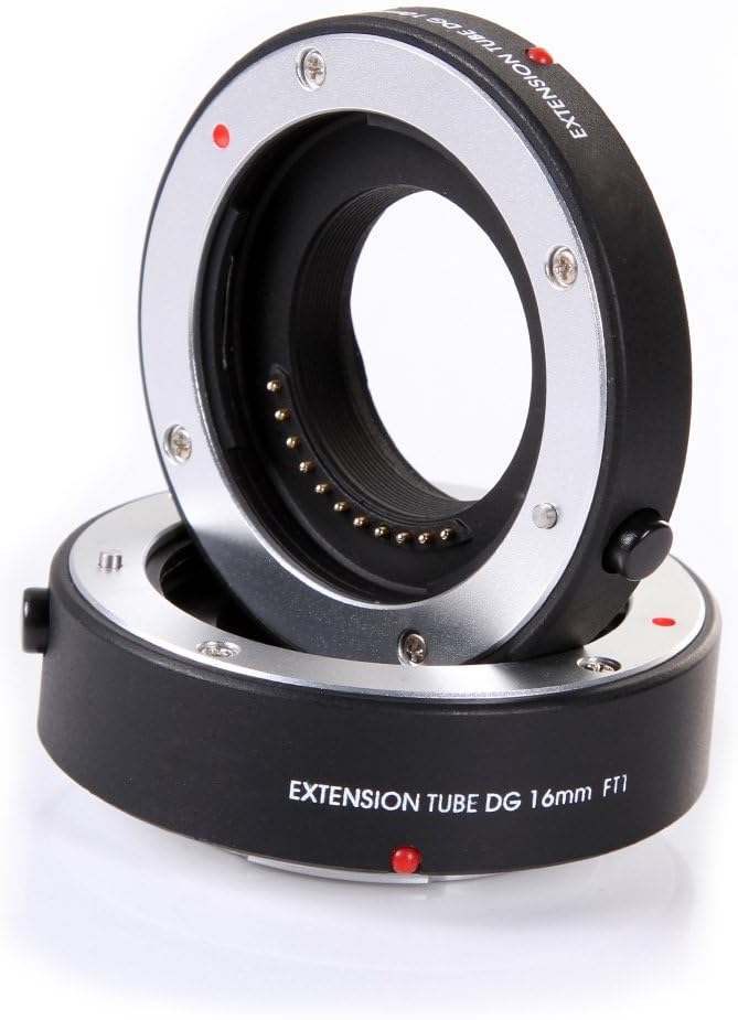 FocusFoto Pro Automatic Electronic Macro AF Auto Focus Extension Tube DG Set 10mm + 16mm for Olympus Panasonic Micro Four Thirds M4/3 Mount GH3 GH4 GH5 GX85 E-PL8 E-PL7 E-M5 E-M10 Mark II III Cameras
