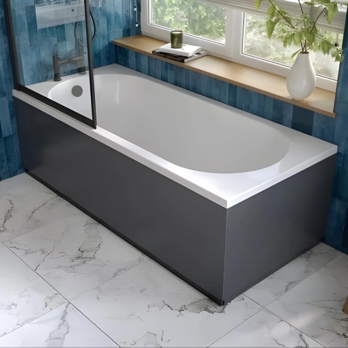 Bathcenter 100% Waterproof Bath Panel - Size & Colour Options (Grey Gloss, 1700mm)