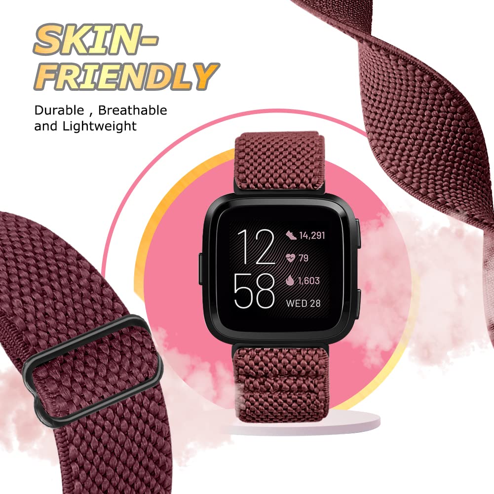 Runostrich Elastic Watch Band Compatible with Fitbit Versa/Fitbit Versa 2/Lite, Soft Nylon Stretch Adjustable Band Replacement Accessories Wristband