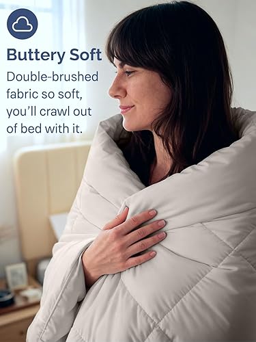 Miniatura 4 de Edredón de plumón alternativo gris claro, tamaño matrimonial, cálido, ligero, lujoso y transpirable de calidad hotelera, para todas las estaciones,