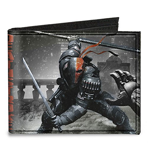 Buckle-Down Canvas Bifold Wallet - DEATHSTROKE Arkham Origins Action Pose/Snow Grays/Red
