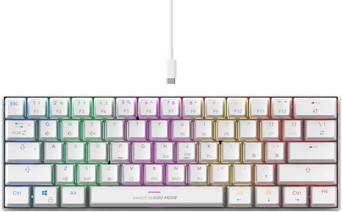 CB-GK-35 Themis 61 Key Mechanical Per Key RGB Gaming Keyboard with Outemu Swappable Red Switches and Software (White)