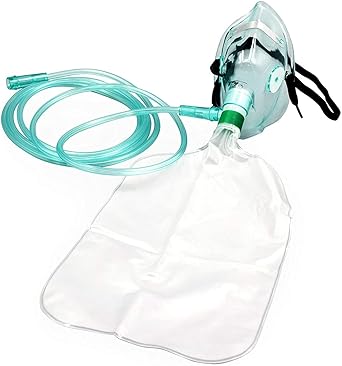 Control D High Concentration Oxygen Mask with Reservoir Bag High Concentration Oxygen Mask with Reservoir Bag Reusable (Transparent, Pack of 1)