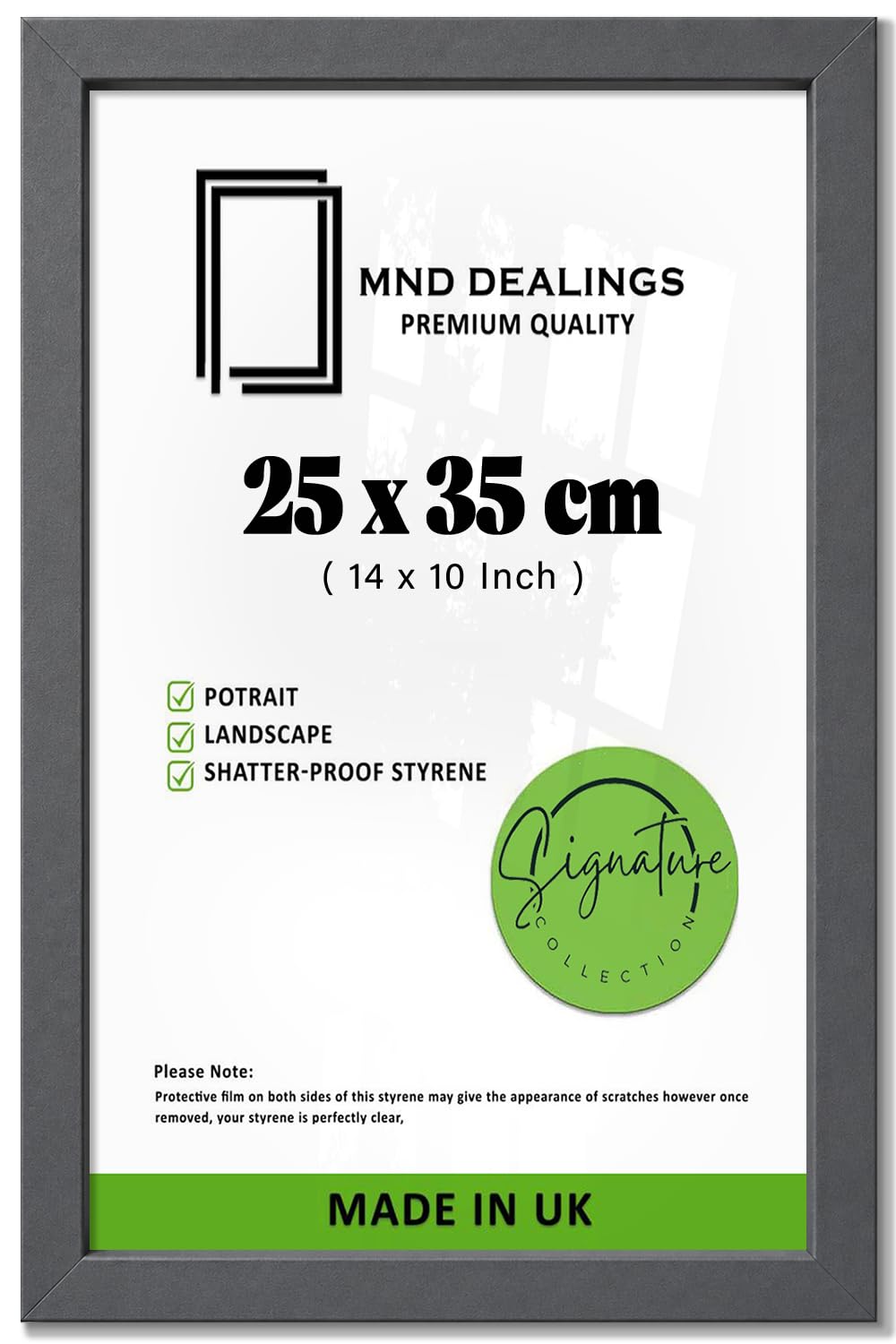 MND Dealings | Modern Poster Frame (25 X 35 CM) โ Perspex Front 14 X 10 Inch Photo And Painting Display For Living Room Wall Gallery, Dark Grey Border With Secure Mounting And Easy Hanging System โ image 1