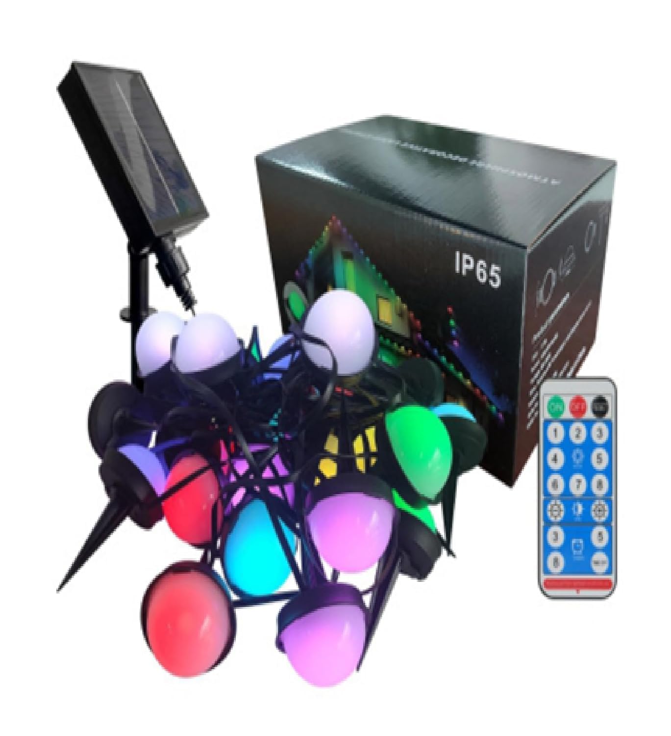 GIGAWATTS GW-500RGB 12m Solar Ground String Light with 1.4W Panel 8 Modes BIS Approved 1800mAh Rechargeable Battery & Remote Control Home Decor LED Lights for Garden Lawn Pathway (Pack of 1, RGB)