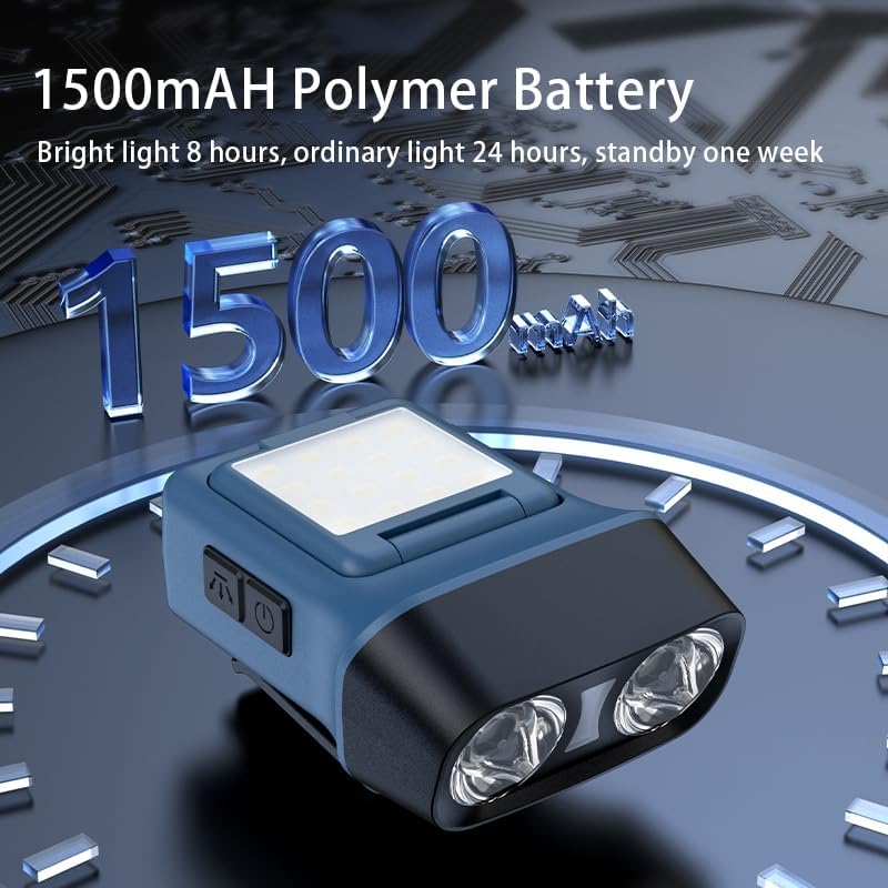 Miniatura 3 de Linterna frontal LED de 1200 lm, luces de cabeza para la frente, recargable por USB, con luz blanca roja, IPX6, impermeable, 5 modos, lámpara de