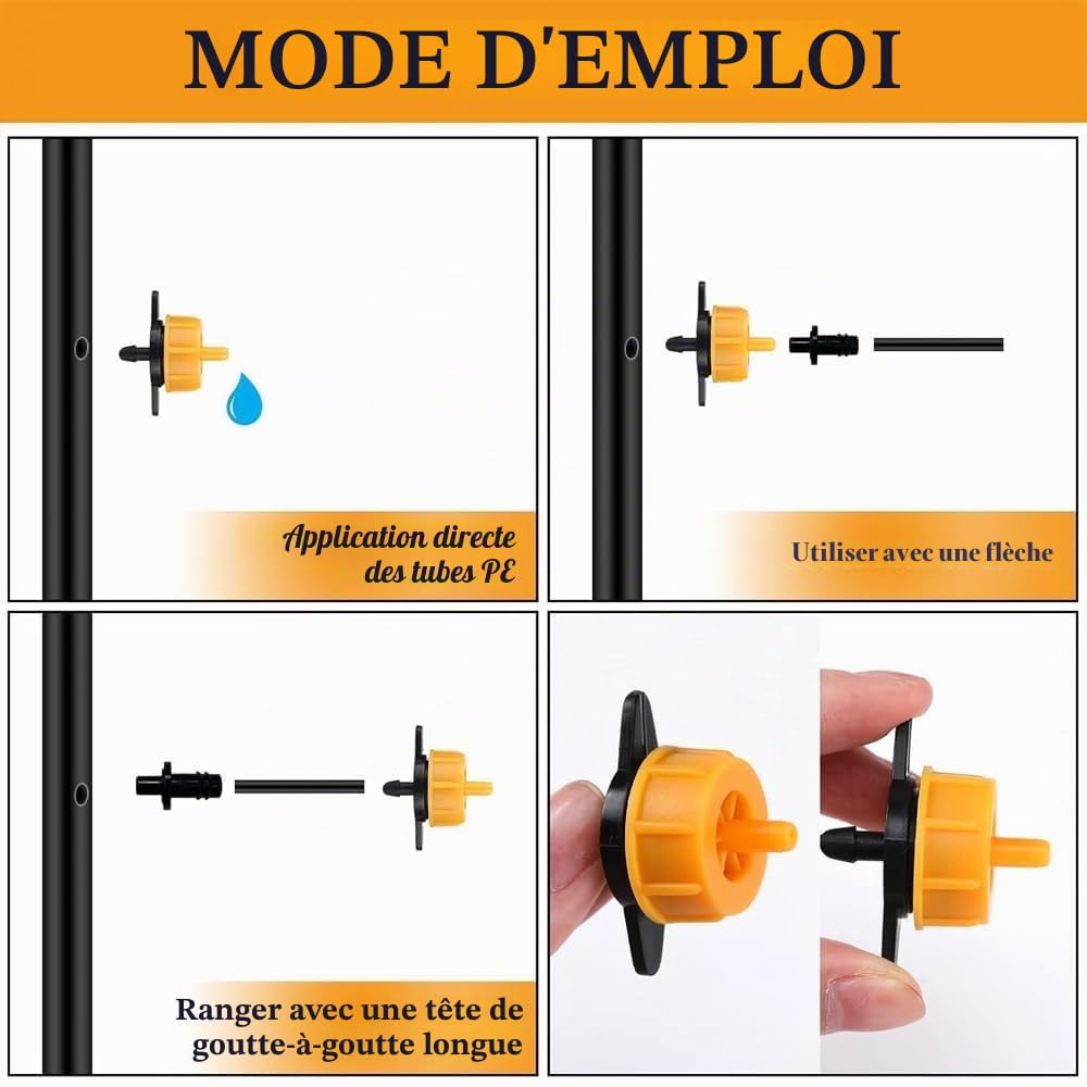 Suinga Lot de 100 Goutteurs autorégulants 2 l/h, Goutteurs d'irrigation en ligne système micro, Goutteur pour arrosage agriole et jardinage