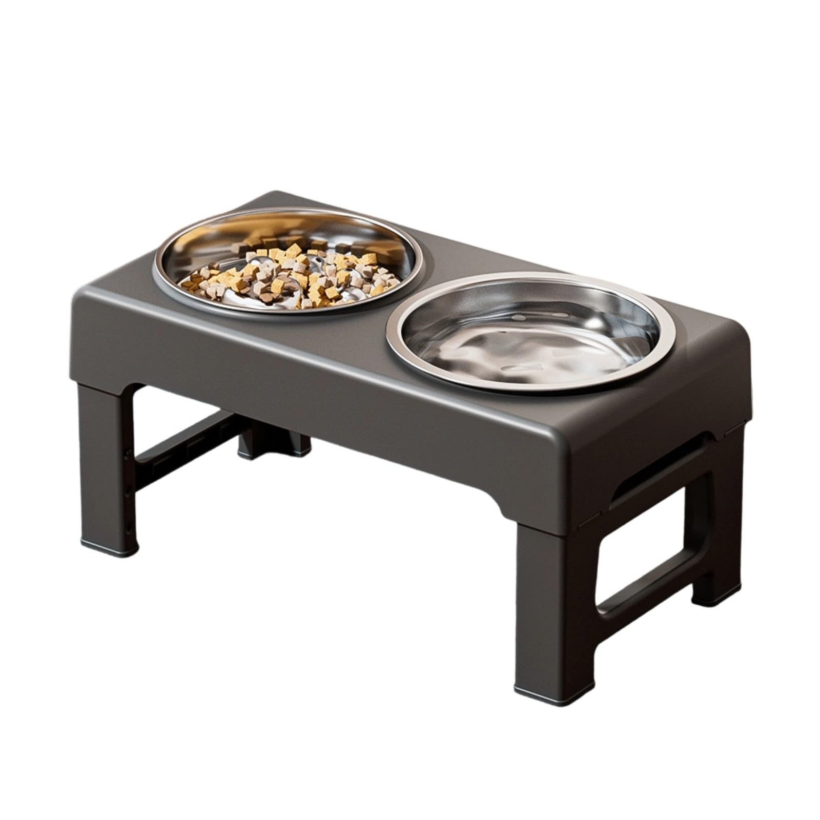 Station d'alimentation surélevée pour animaux de compagnie avec 3 options de hauteur pour gamelle confortable et réglable en hauteur