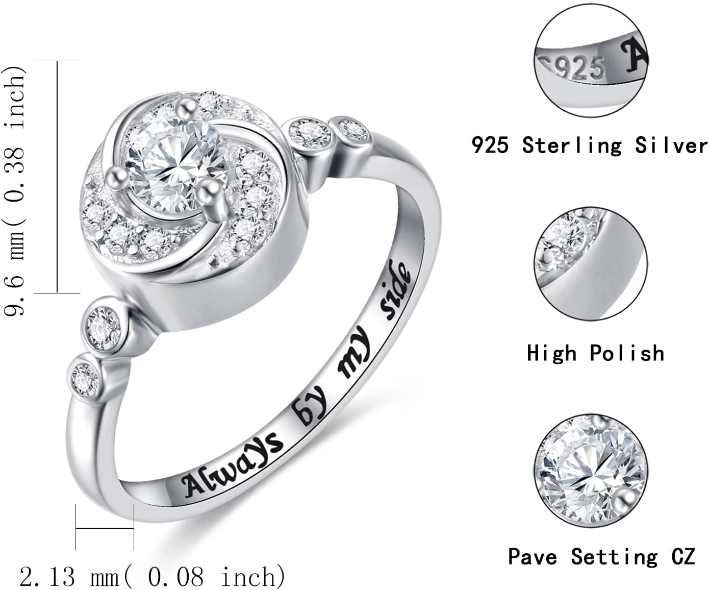 Urn Rings for Cremation Ashes Circle of Life 925 Sterling Silver Always by my side Keepsake Rings Memorial Jewelry for Women - Image 4
