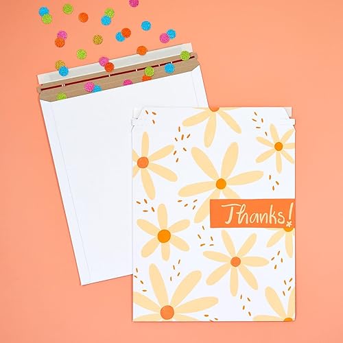 Miniatura 3 de Paquete de 100 sobres rígidos gruesos y planos de 12.75 x 15 pulgadas con sello autoadhesivo, sobres de cartón blanco a granel de 550 GSM para