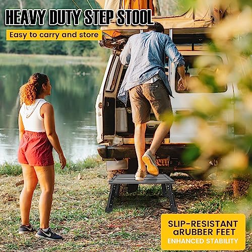 image for DEPSUNNY Adjustable RV Step Stool, 3-Step Height Adjustment, Foldable 