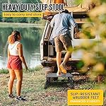 Depsunny Adjustable Height Aluminum Rv Step Stable Foldable Platform Step Stool Supports Up To 1000 Lb Non Slip Rubber Feet And Platform Mat Easy To Carryblack