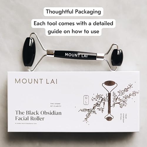 Miniatura 4 de Mount Lai Warming Black Obsidian Facial Roller Massager  Rodillo de masaje facial para desintoxicar y purificar
