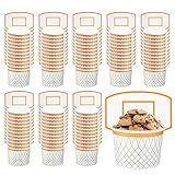 RUIYELE 100 Pcs Basketball Hoop Snack Cups Party Cups Basketball Party Supplies 9 oz Ice Cream Bowls