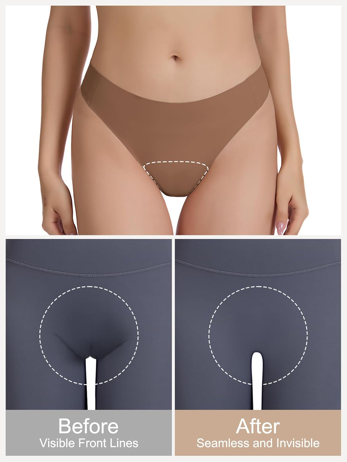 Camel Toe Thongs for Women Seamless No Show Concealer Thongs Invisible Cameltoe Proof Workout Underwear - Image 2