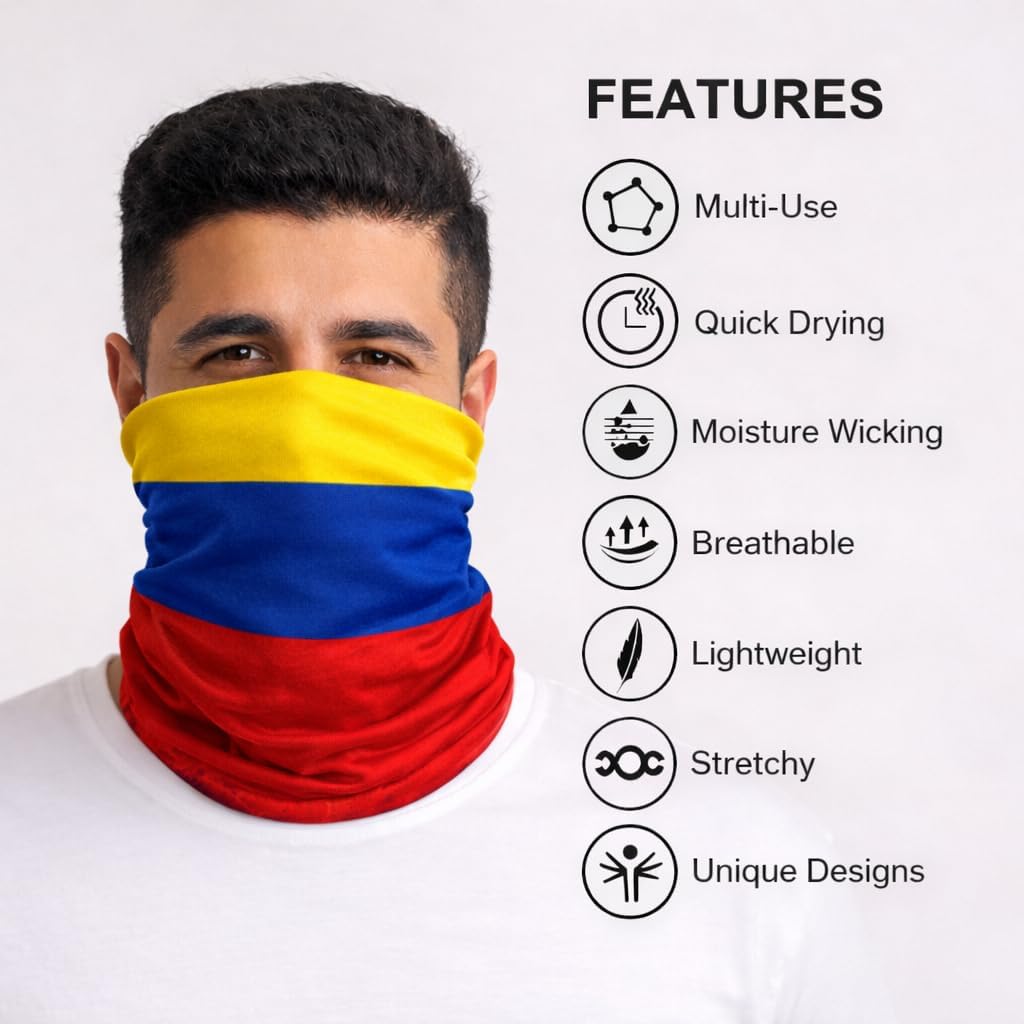Colombia Soccer Fan Kit T-Shirt Scarf Bandana Face Paint Stick Silicone Bracelet 5 PCS Unisex Supporter Set for Football America 2026