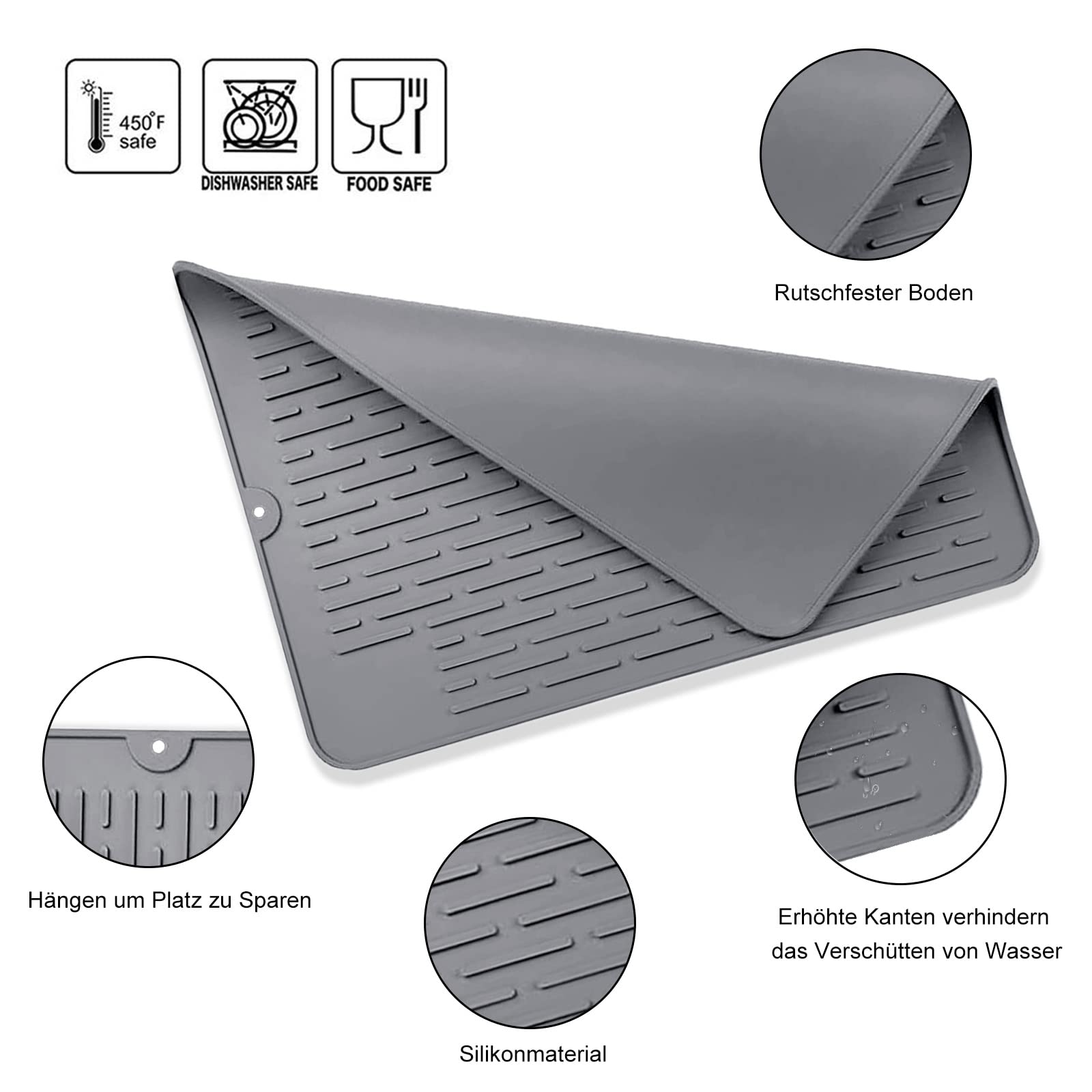 Tappetino scolapiatti, 40×30c sottobicchieri in silicone per cucina
