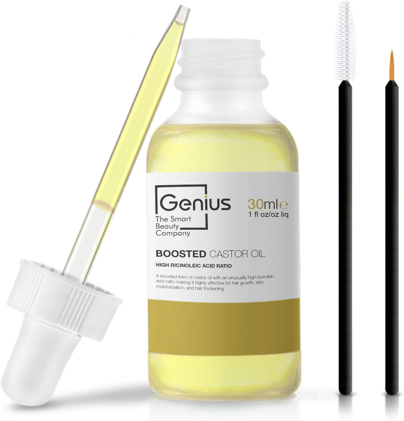 GENIUS The Smart Eye Lash Serum for Eyelashes Growth | BOOSTED Form Castor Oil, High Ricinoleic Acid Ratio, Natural Eyebrows & Eyelash Growth