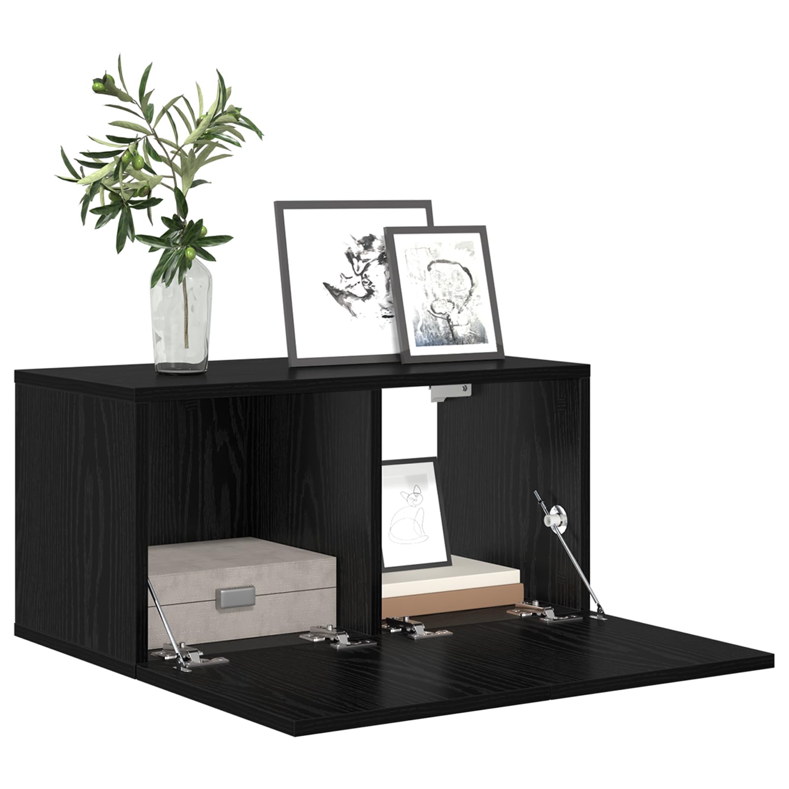 Gecheer TV-Schrankset Schwarzeiche Holzwerkstoff Mittel TV-Schrank, Moderne TV Lowboard Fernsehschrank für Home-Cinema Gamerzimmer Wohnungen Büro875170