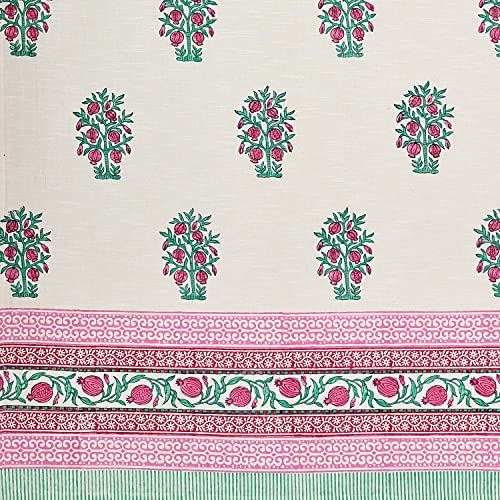 Image of BLOCKS OF INDIA Hand Block Printed Cotton Linen Daylight Door Curtain (Style 4, 7 Feetsemi Sheer, Grommet, Multicolor)