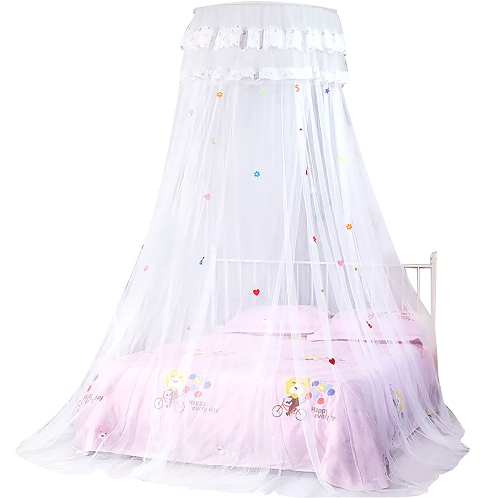 Alvinlite Breathable Dome Mosquito Net, Round Summer Baby Crib Mesh Canopy Bed Netting Children Room Decoration -007 (White) Dome
