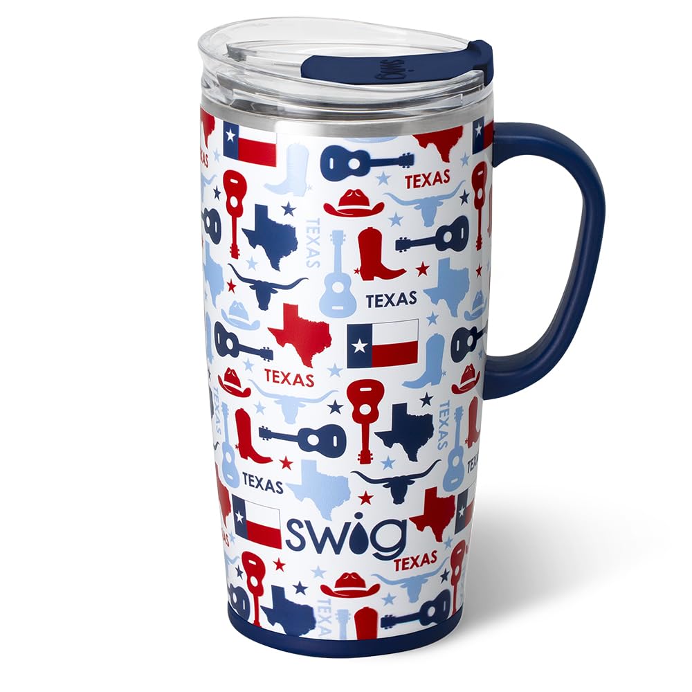 Swig Life Tazza da viaggio da 623,7 g, bicchiere isolato con manico e coperchio, tazza da caffè da viaggio, compatibile con portabicchieri, in acciaio inossidabile, riutilizzabile isolato con