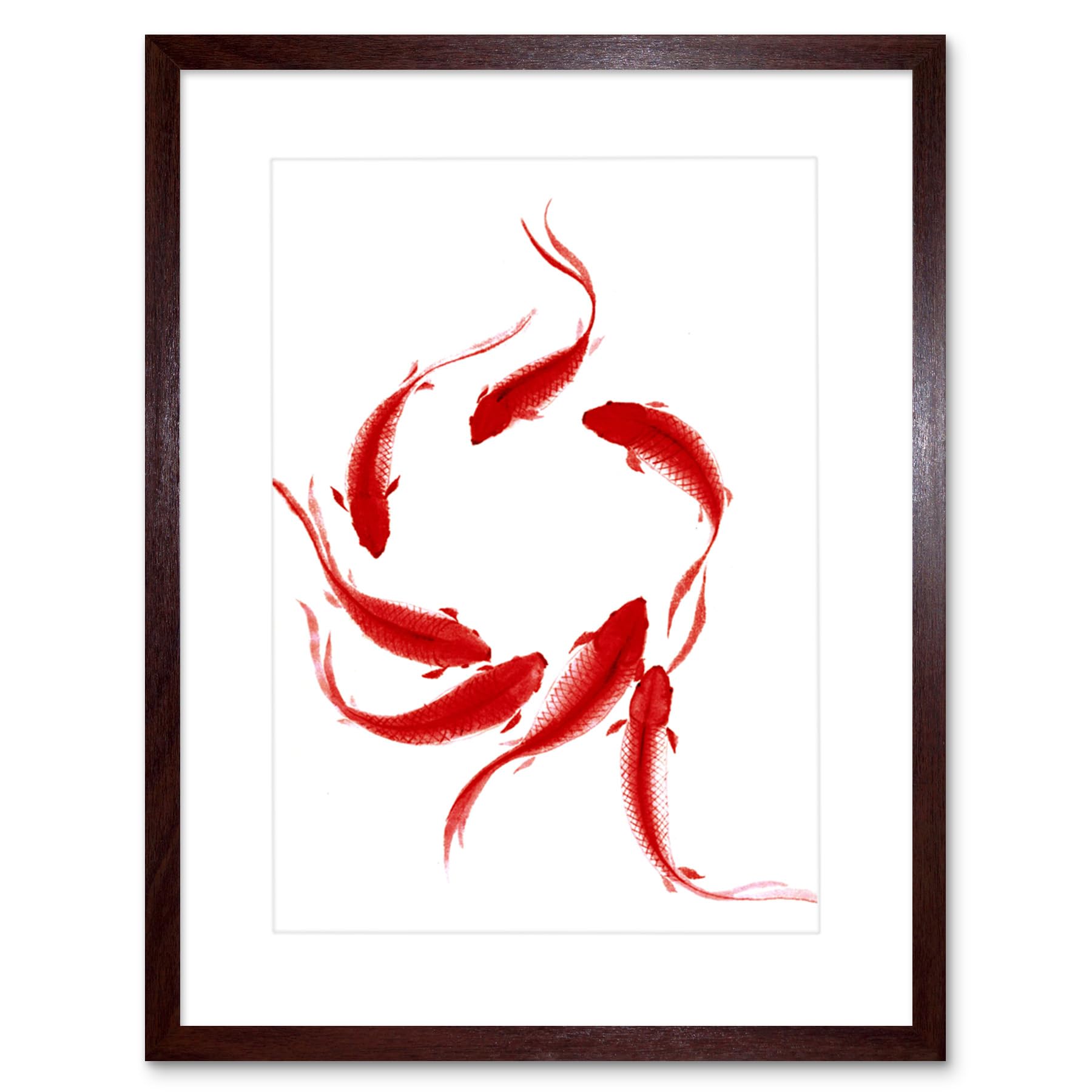 Artery8 Framed Wall Art Print - Koi Fish Painting - 9x7 inch