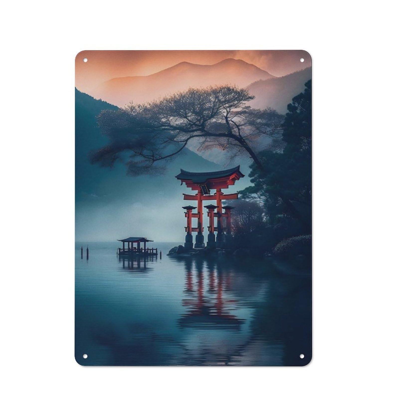 Junmoney Majestic Lake Rustic Metal Sign 40X30cm Featuring For Hallway Wall, For Collectors Decorating Hallways And Entrance Areas