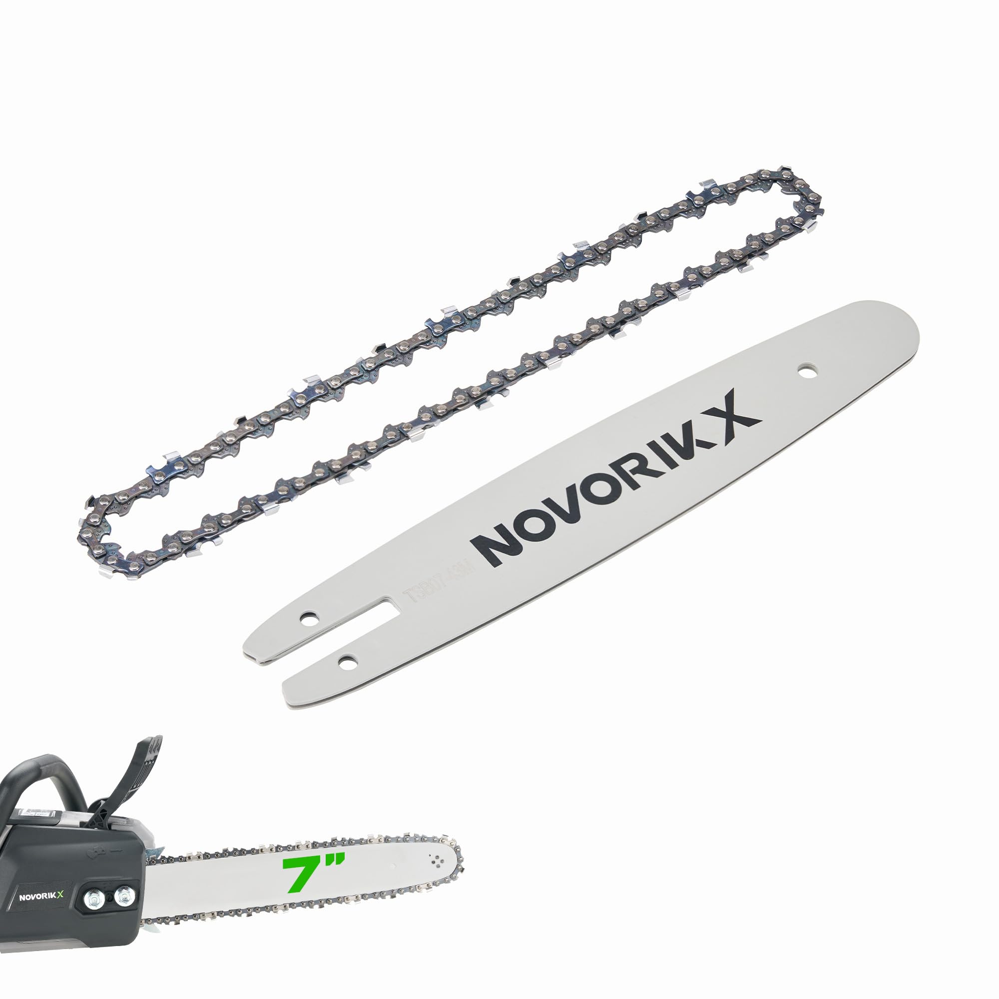 7" Chain and 7” Guide Bar Pitch: 1/4" Low Profile 44Drive Links Replacement Chain for 2-in-1 Cordless Pole Saw &amp; Mini Chainsaw .043" Gauge