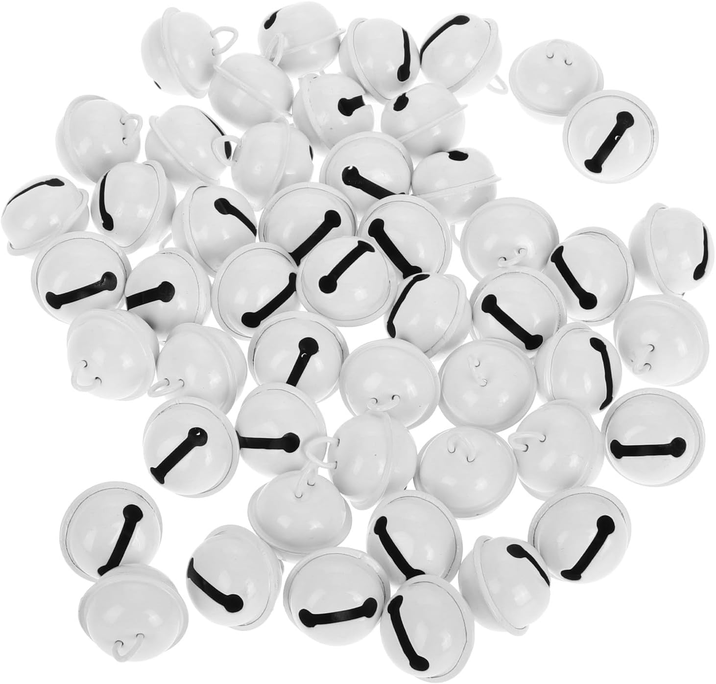 Mini Metal Round Jingle Bells Bulk Christmas Bells for Party Home Decoration DIY Crafts Crisp Loud Sound (White)