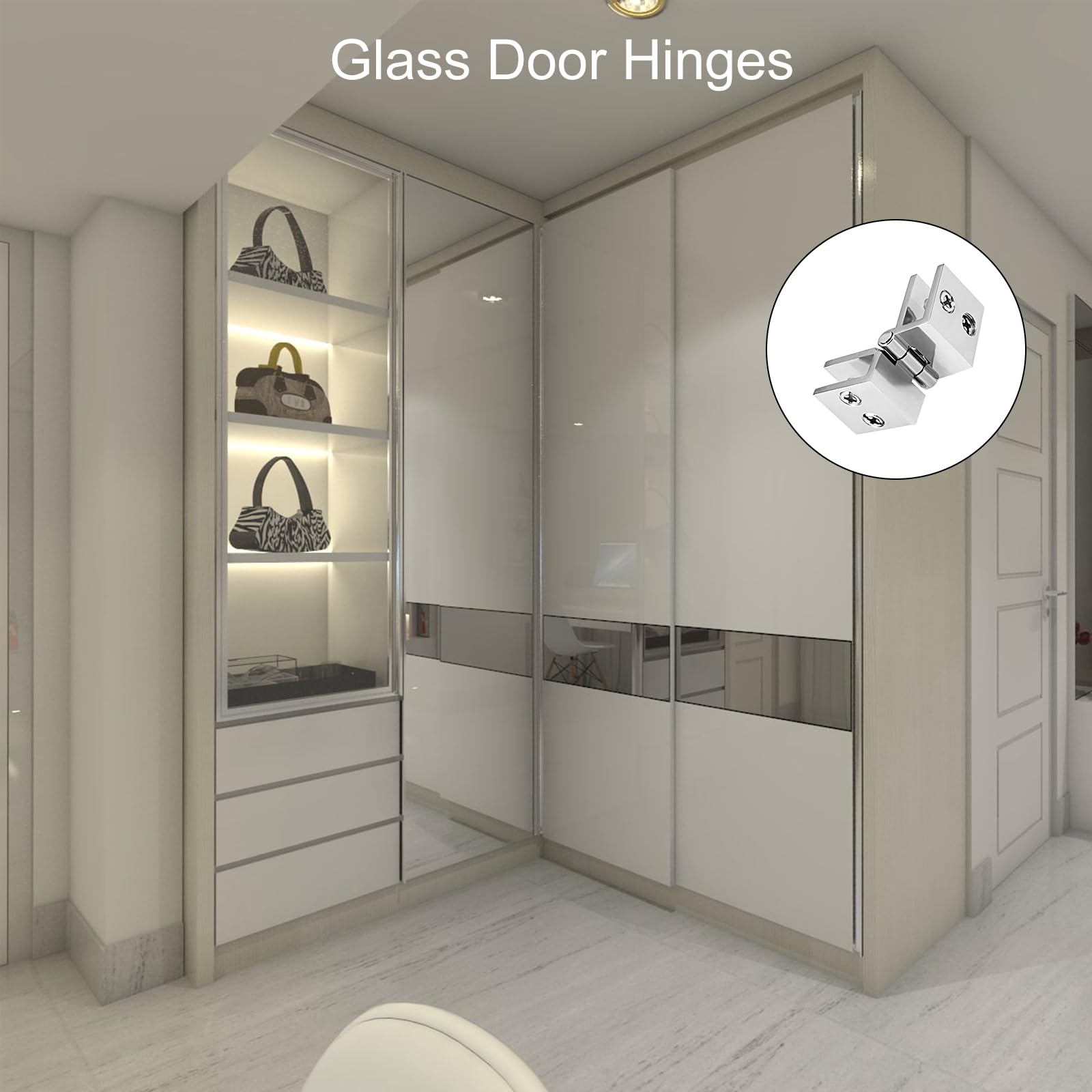 METALLIXITY Glass Door Hinge, (5mm-8mm Glass Thickness) 4Pcs, 180-Degree Glass Hinge Clamp - Image 3