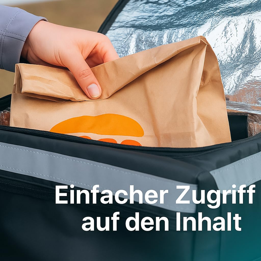 Telescopic Cubic 89L Isolierte Liefertasche erweiterbar & faltbar | Wasserdicht, Thermotasche für Pizza, Essen, Getränke | Reflektierend & strapazierfähig