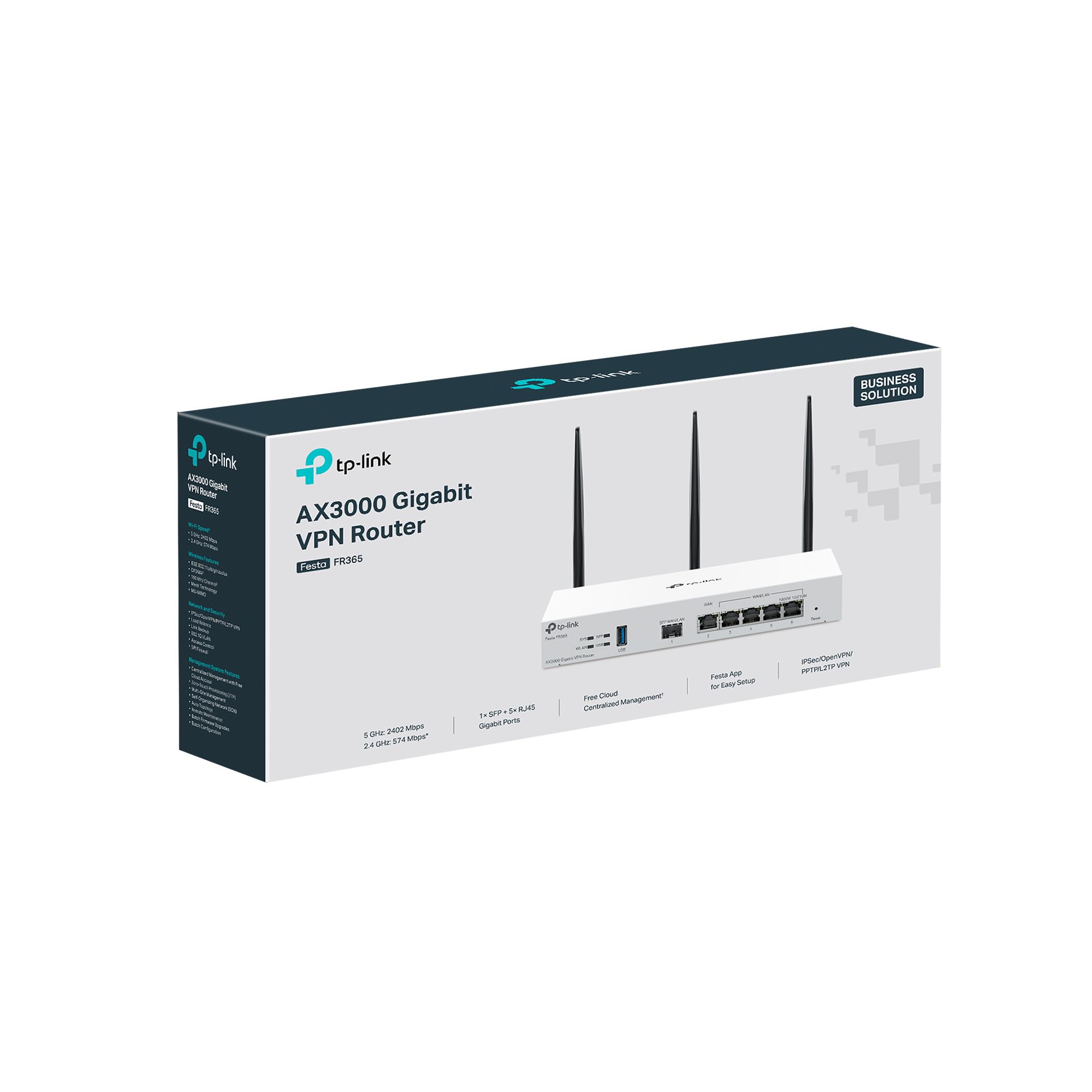 TP-Link Festa FR365 | Brama VPN WiFi 6 AX3000 | 6 portów Gigabit | Port USB 3.0 | Zarządzanie w chmurze
