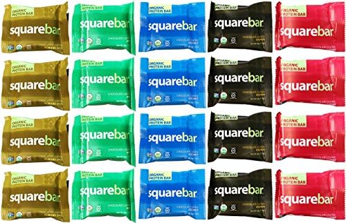 Squarebar Organic Protein Bar Variety Pack of 20