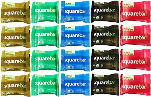 Squarebar Organic Protein Bar Variety Pack of 20