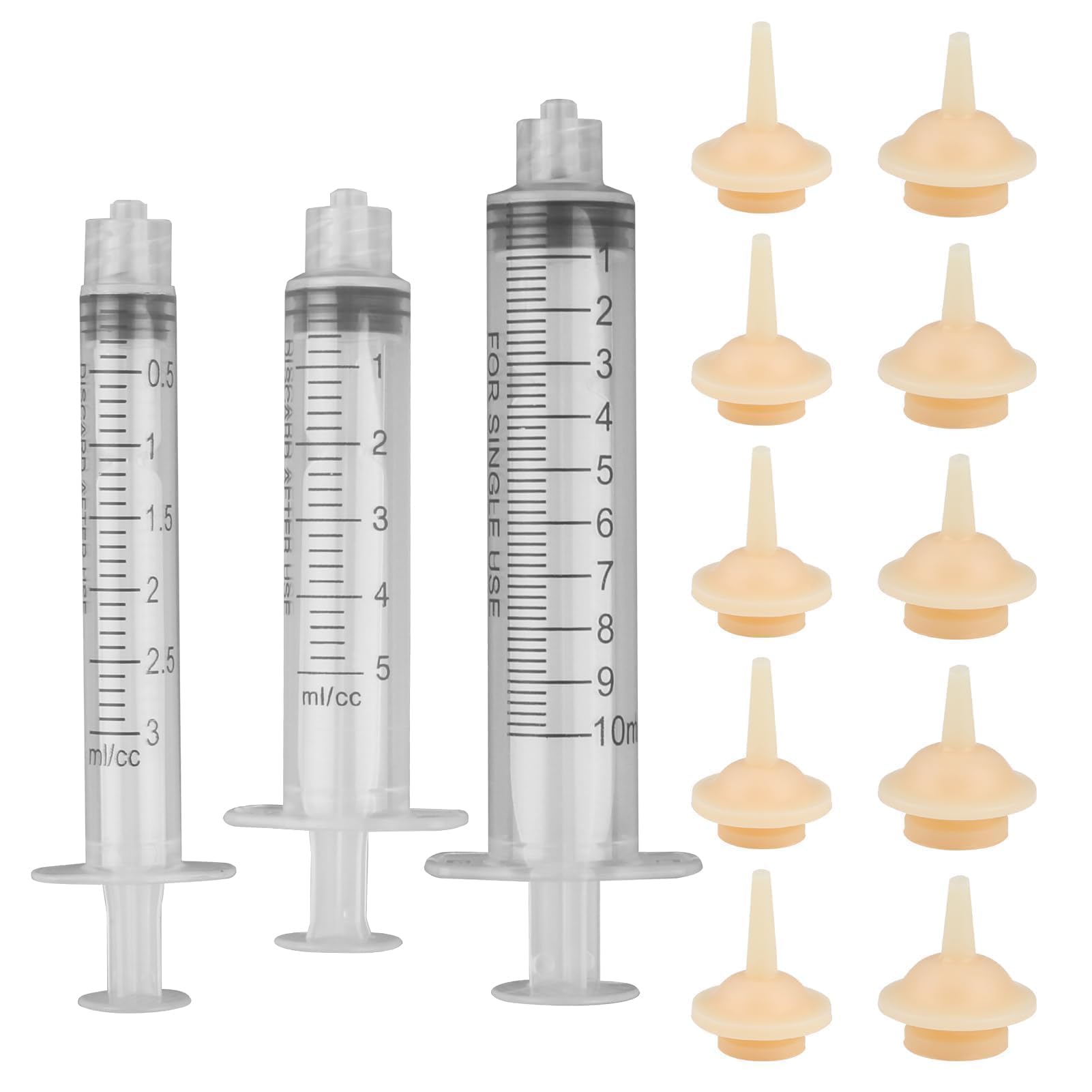 Pet Feeding Syring with Nipple, 13PCS Stable Reusable Silicone Kitten Nipples Set for Feeding, Pet Feeding Nipple with 3PCS Needleless Syringes for Newborn Animals Kittens Puppies Rabbits(3 5 10ml)