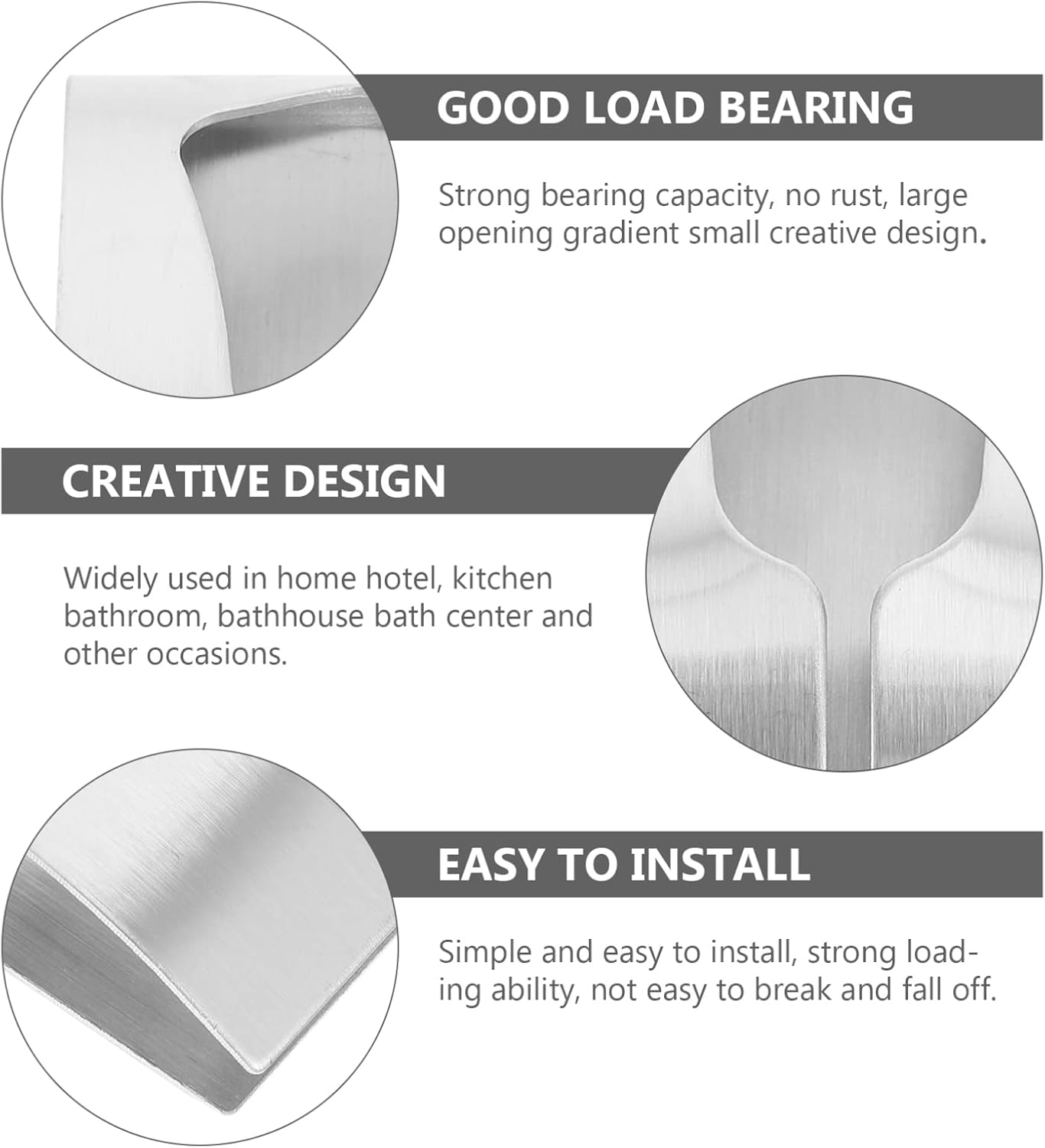 Cabilock 4pcs Holders Hangers Kitchen Hand for Towel Wall-Mounted Non- Tea Coat Hanger Organization Grabbers Dish Supplies Mount Room Hook Rack Non-Drilling Metal Wall Grabber Dishcloth