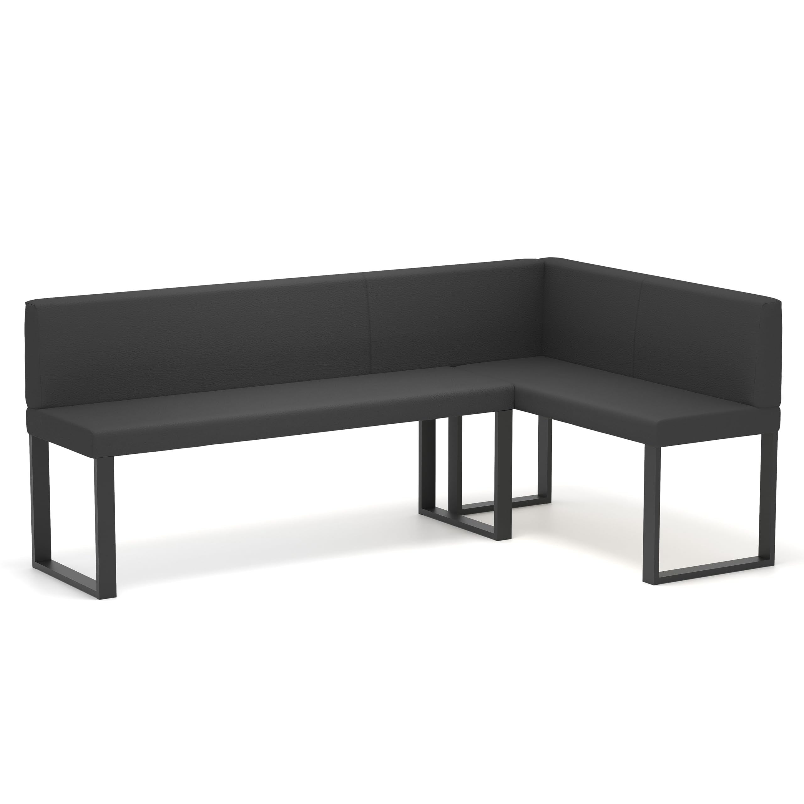 Rechts/Links 142x196 cm Esszimmerbank mit Rückenlehne auf Metallbeinen - universelle gepolsterte Eckbank fürs Esszimmer - Sitzhöhe 42 cm