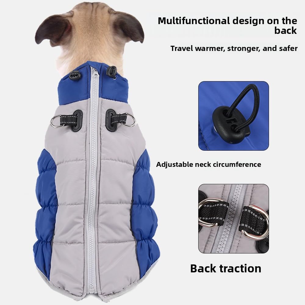 Manteau d'hiver en coton épais et chaud pour chien, confortable et réfléchissant (bleu clair, taille 5XL)