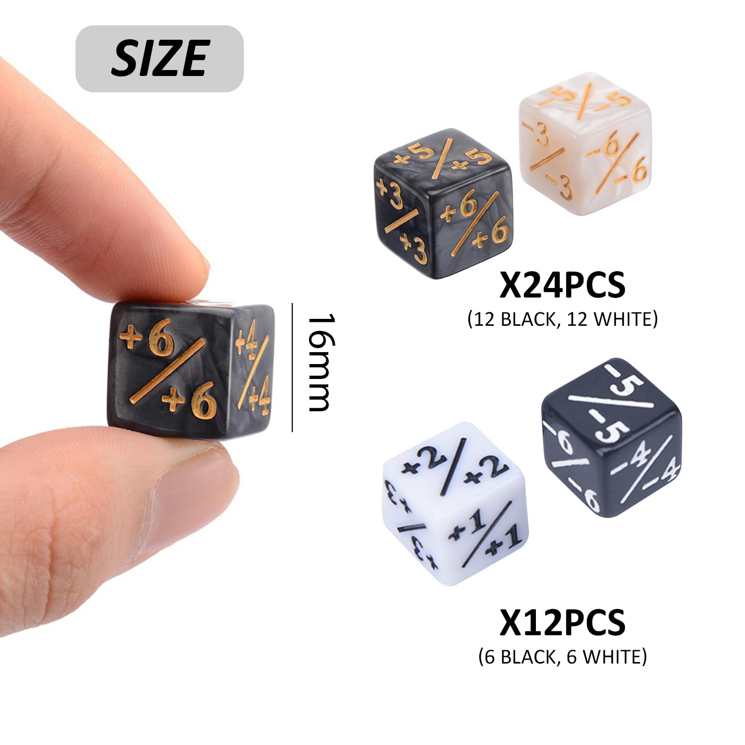 NXPWRC 36 Pieces Magic Dice, Plus And Minus Sign Dice, 16Mm Marked Dice, Dice Counter, Card Game Accessories, Tabletop Game Accessories - Image 2