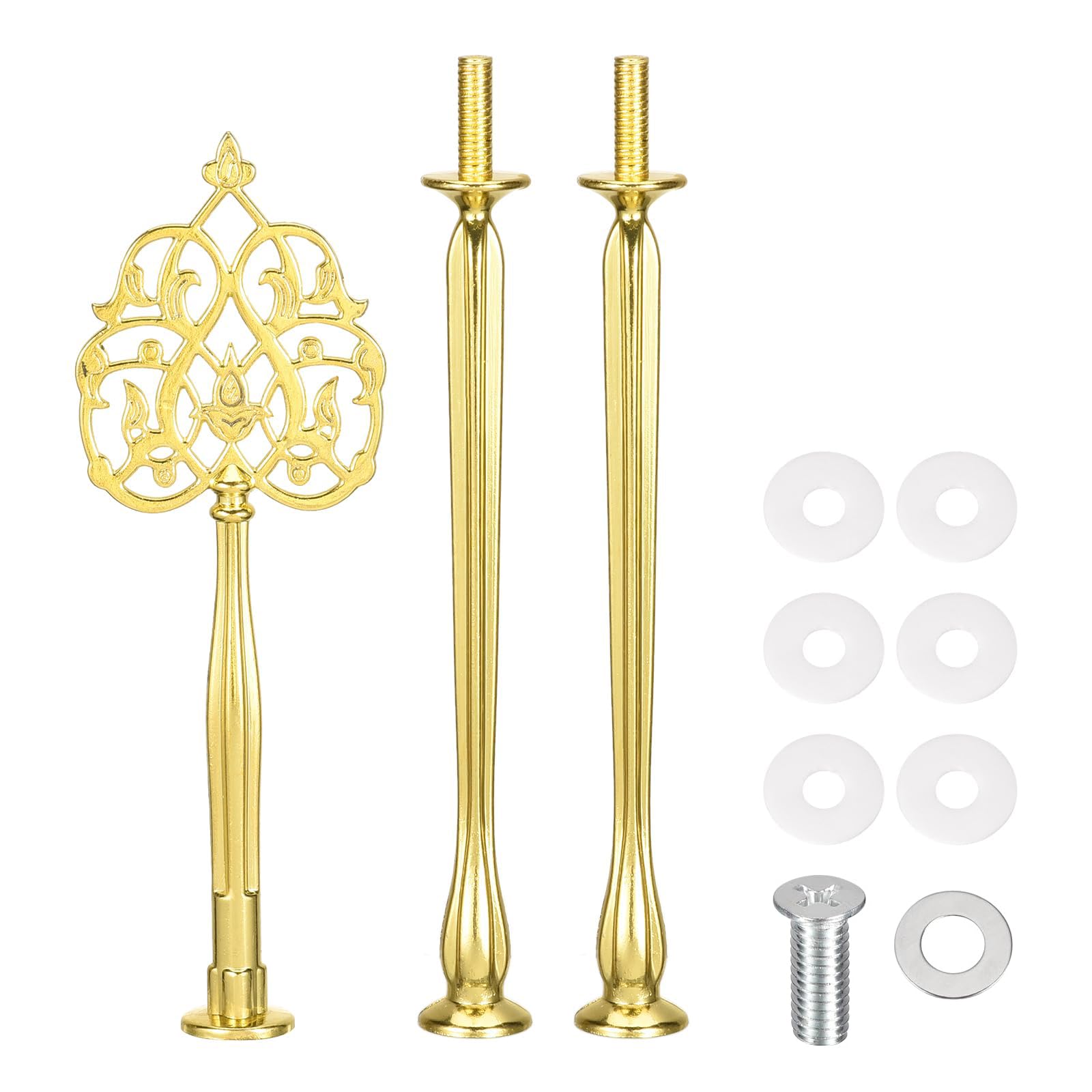 Wowlife Golden 3 Tier Vintage Metal Cake Stands Flower Style Hardware Tiered Tray Plate Cupcake Stand Diy Making