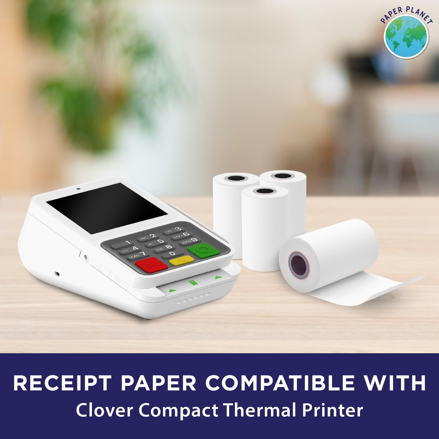 Paper Planet - Papel térmico para impresora compacta de recibos de Clover | Papel de recibos para máquina de tarjetas de crédito para terminal de pago compacta Clover | 30 rollos