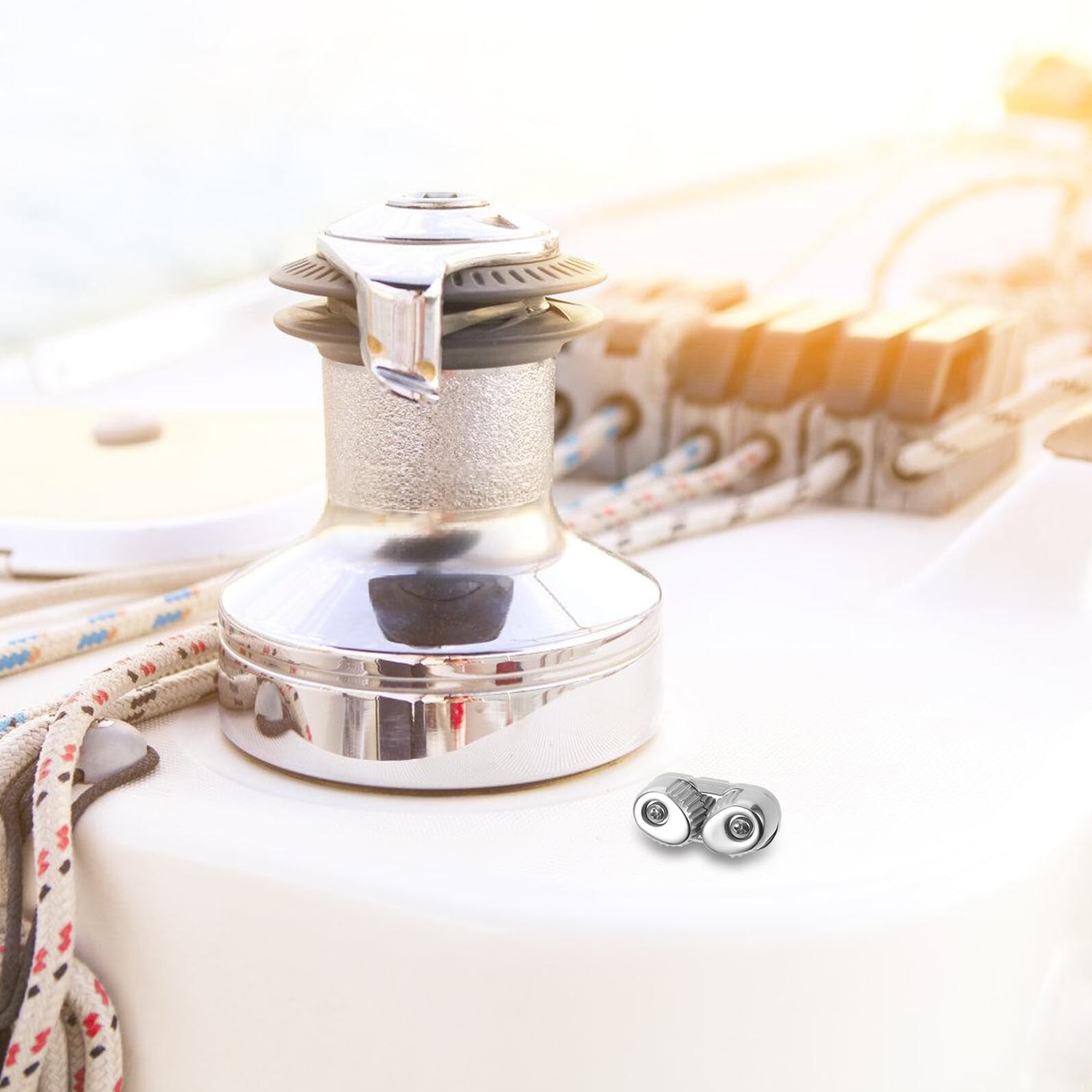 TOYANDONA Morsetto per Corda in Acciaio Inox 316 per Barca a Vela, Strozzascotte Camme con Anello Guida, Resistente alla Corrosione, Facile da Installare, per Funi da 6-12 Mm, Uso Nautico