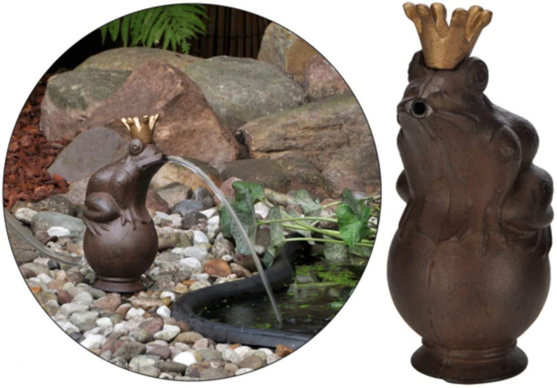 Wasserspeier Froschkönig 22cm inkl. Pumpe Teich Dekoration Gartenfigur Gusseisen