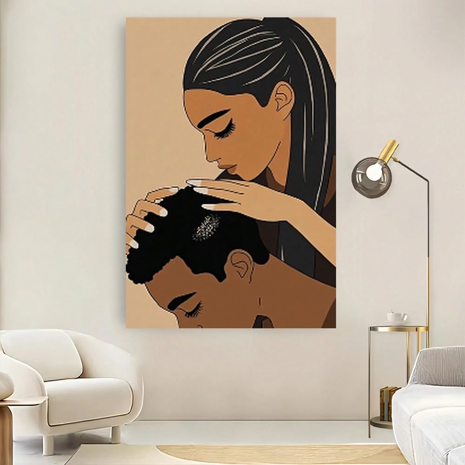 LYBCEOUG Decorazione murale con coppia nera, stampa su tela con massaggio tonale, arte murale per relazioni d'amore, quadro per la decorazione della casa (40x50 cm/con cornice)