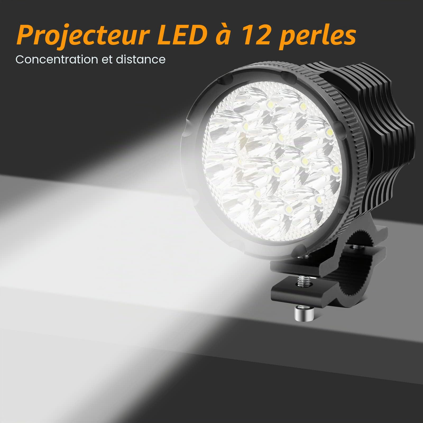 Biqing Feux de conduite de moto de 7,6 cm, super lumineux, 12 LED, feux antibrouillard, 30 W, 2000 lm, lumière auxiliaire 12 V-80 V