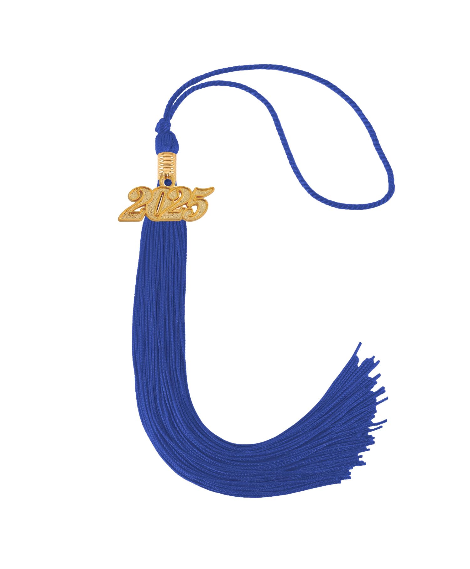 Graduation Single Color Tassel with Date Drop 2025(Royal Blue Tassel,Gold Charm)