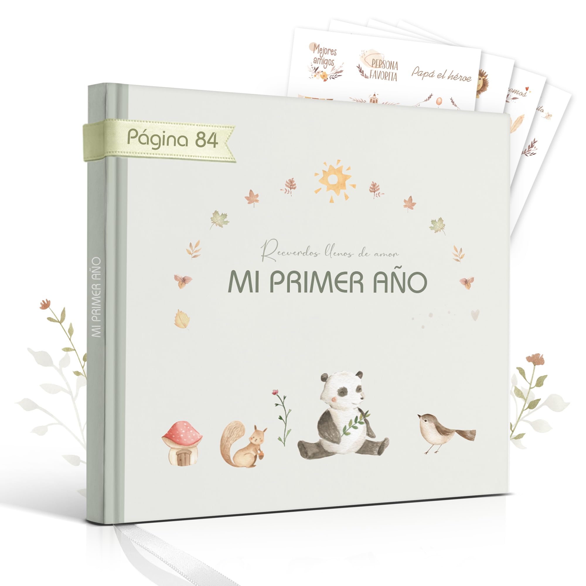Libro Recuerdos bebe y Album Fotos bebe, 86 Páginas con Pegatinas - Desde el Nacimiento hasta los 1 Años - Baby Shower Regalo bebe Recien Nacido Niño y Niña — view 11